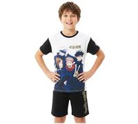 Get Trend Jujutsu Kaisen Boys Short Pyjama Set 7-16 Yrs, Cotton Pj Bottoms & T-Shirt, Soft Breathable Casual Nightwear, Anime Gifts (7-8 Years, Multi Jujutsu)