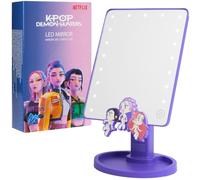 Get Trend KPop Demon Hunters Huntrix Girls Vanity Makeup Mirror with Lights | Dual Power LED Travel & Desk Mirror with USB & Detachable Base for Dressing Table, Makeup, Hair Styling, Girls Gifts