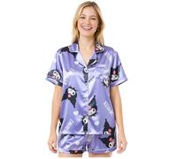Get Trend Kuromi Sanrio Women’s Pyjamas Sets, Button-Down Shirt & Pj Shorts, Nightwear Ladies Pyjamas, Soft & Breathable Loungewear (XL, Purple Kuromi)
