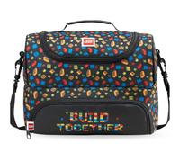 Get Trend LEGO Kids Insulated Lunch Bag with Dual Compartments for School | Cooler Bag for Lunch Box & Snacks, Food Carrier for School, Sports, Travel & Picnics, Boys Gifts (Black LEGO)