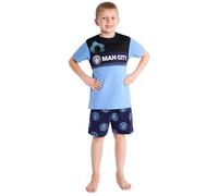 Get Trend Manchester City F.C. Pyjamas Boys Teens Short Football PJs Breathable Nightwear Loungewear Jammies Comfy Sleepwear (7-8 Years, Blue/Navy Man City)