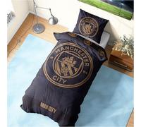 Get Trend Manchester City FC Single Duvet Cover Set, Reversible Football Bedding Set with Pillowcase, Ultra Soft Durable Duvet Quilt Cover (Black Manchester City, Single)