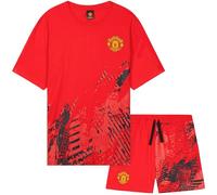 Get Trend Manchester United F.C. Mens Pyjamas Set Short PJs Soft Breathable Nightwear Sleepwear Summer Lounge Set Mens Gifts (3XL, Red Man United)