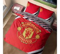 Get Trend Manchester United FC Double Duvet Cover Set, Reversible Man United Football Bedding Set with Pillowcases, Soft Durable Duvet Quilt Cover (Red Manchester United, Double)