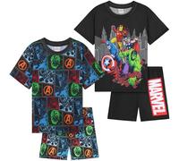 Get Trend Marvel Avengers Boys Pyjamas 2 Pack Short Sleeve PJs Kids Teens Loungewear Comfy Nightwear Sleepwear Gifts for Boys (13-14 Years, Multi Avengers 2 Pack)