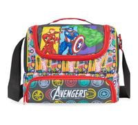Get Trend Marvel Avengers Kids Insulated Lunch Bag with Dual Compartments | Cooler Bag for Lunch Box & Snacks, Food Carrier for School, Sports, Picnics & Travel, Boys Gifts (Multi Avengers)