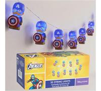 Get Trend Marvel Captain America 3D LED String Lights for Boys & Teens | 10-Pcs Battery-Powered Marvel Figure Fairy Lights for Bedrooms Dorms & Windows, Room Decor Indoor Accessories, Boys Gifts