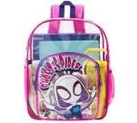 Get Trend Marvel Ghost Spider Girls Clear Backpack for Stadium Events, 17 inch Transparent School Bookbag, See Through Travel Bag with Straps, Gifts for Girls (Pink Ghost Spider)