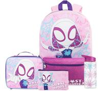 Get Trend Marvel Ghost Spider Girls Large Backpack Set 4 Pcs, 46cm Rucksack | Travel School Bag with Insulated Lunch Bag, Pencil Case & 500ml BPA-Free Water Bottle, School Supplies (Multi Ghost Spider)