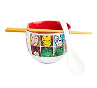 Get Trend Marvel Ramen Bowl Set 20oz/600ml, Japanese Rice Noodles Bowl with Ceramic Spoon & Bamboo Chopsticks, Microwave Safe, Gifts for Adults (Multi Marvel)