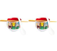 Get Trend Marvel Ramen Bowl Set 20oz/600ml, Japanese Rice Noodles Bowl with Ceramic Spoon & Bamboo Chopsticks, Microwave Safe, Gifts for Adults (Multi Marvel) (Pack of 2)