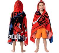 Get Trend Marvel Spiderman Bath Towel with Hood for Kids Teenagers Absorbent Changing Robe Poncho Towel for Swimming Bath Shower Beach Towel Holiday Essentials (Red Spiderman, 6-14 Years)
