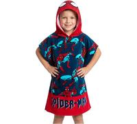 Marvel Hooded Towel for Kids, Absorbent Bath Towel with Hood for the Pool, Beach Holiday Essentials (Red/Blue Spiderman, 10-13 Years)