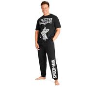 Get Trend Marvel Spiderman Mens Pyjamas Set Nightwear T-Shirt Long Bottoms PJs Lounge Set M-3XL Men and Teenagers - Gifts for Men (Black, XL)