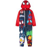 Get Trend Marvel Spiderman Puddle Suit Boys Hooded Water Resistant Paddle Overalls Fleece Lining Rain Suit All in One Raincoat (4-5 Years, Multi Spidey)