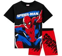 Get Trend Marvel Spiderman Pyjamas for Boys Short Sleeve PJs Set Soft Breathable Nightwear Loungewear Comfy Jammies Sleepwear Superhero Gifts for Boys (7-8 Years, Black/Red)