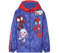 Get Trend Marvel Spiderman Rain Coat Boys & Teens, Fleece Lined Water Resistant Jacket, Lightweight Outerwear, Gifts for Boys 7-8 Years, Blue Spidey Fleece Lining