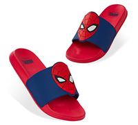 Marvel Spiderman Sliders for Boys Non Slip Shower Beach Pool Shoes for Travel Holiday Essentials Summer Slippers (Red/Blue, 2 UK)