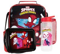 Get Trend Marvel Spidey and His Amazing Friends Lunch Bag Set for Boys | 3 Pcs Bento Lunch Box & BPA Free 600ml Water Bottle & Insulated Bag, School Supplies Gifts (Black/Multi Spidey)
