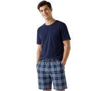 Get Trend Men’s Pyjamas Sets M-5XL, Crew Neck Cotton T-shirts & Shorts Pj Set, Loungewear Tees & Short Bottoms, Soft & Comfy Nightwear (2XL, Navy/White)