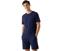 Get Trend Men’s Pyjamas Sets M-5XL, Crew Neck Cotton T-shirts & Shorts Pj Set, Loungewear Tees & Short Bottoms, Soft & Comfy Nightwear (XL, Navy)