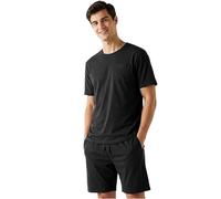 Get Trend Men’s Pyjamas Sets M-5XL, Crew Neck Cotton T-shirts & Shorts Pj Set, Loungewear Tees & Short Bottoms, Soft & Comfy Nightwear (L, Black)