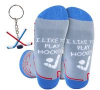 Get Trend Men’s Socks & Keychain Set, One Size Walking Running Sports Work Socks, Multi-Colour & Breathable, Gifts for Men (7/12 UK, Grey Hockey)