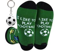 Get Trend Men’s Socks & Keychain Set, One Size Walking Running Sports Work Socks, Multi-Colour & Breathable, Gifts for Men (7/12 UK, Green Football)