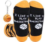Get Trend Men’s Socks & Keychain Set, One Size Walking Running Sports Work Socks, Multi-Colour & Breathable, Gifts for Men (7/12 UK, Purple/Orange Basketball)