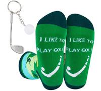 Get Trend Men’s Socks & Keychain Set, One Size Walking Running Sports Work Socks, Multi-Colour & Breathable, Gifts for Men (7/12 UK, Green Golf)