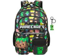 Get Trend Minecraft Backpack with Keyrings for Boys (Black/Green Minecraft)