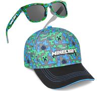 Get Trend Minecraft Baseball Cap Sunglasses Set for Boys, Adjustable Sun Hat 100% UV Shades, Kids Holiday Essentials, Boys Gaming Gifts (Multi Minecraft Set)