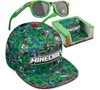 Get Trend Minecraft Baseball Cap Sunglasses Set for Boys, Adjustable Sun Hat 100% UV Shades, Kids Holiday Essentials, Boys Gaming Gifts (Green Minecraft Set)