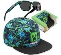 Get Trend Minecraft Baseball Cap Sunglasses Set for Boys, Adjustable Sun Hat 100% UV Shades, Kids Holiday Essentials, Boys Gaming Gifts (Multi Minecraft)