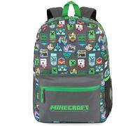 Get Trend Minecraft Boys Backpack, 45cm Padded Straps School Bag | Travel Sports Kids Rucksack Bookbag, Casual Daypack Holiday School Supplies, Boys Gifts for Gamers (Green/Grey Minecraft)