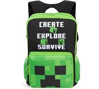 Get Trend Minecraft Boys Backpack, 46cm Padded Adjustable Straps School Bag | Lightweight Travel Sports Kids Rucksack Bookbag, Casual Daypack Holiday School Supplies, Gamers Gifts (Black/Green Minecraft)