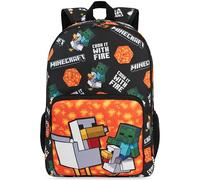 Get Trend Minecraft Boys Backpack, Padded Adjustable Strap Lightweight School Bag, Travel Sports Kids Rucksack Bookbag, Casual Daypack Holiday School Supplies, Gamers Gifts (Black/Orange Minecraft)