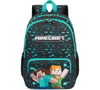 Get Trend Minecraft Boys Backpack, Padded Adjustable Strap School Bag, Lightweight Sports Travel Kids Rucksack Book Bag, Holiday School Essential Daypack, Boys Gamers Gifts (Blue/Multi Minecraft)