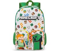Get Trend Minecraft Boys Large Backpack 46 cm, Padded Strap School Bag | Lightweight Sports Travel Kids Rucksack Book Bag, Holiday School Essential Daypack, Boys Gamers Gifts (White/Multi Minecraft)