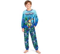 Get Trend Minecraft Boys Pyjamas Set, 2 Pcs Soft & Comfy Loungewear Pjs Casual Nightwear Long Sleeve Gaming Pjs & Trousers Set, Sleepwear Pullover Top & Pyjama Bottoms, Gamer Gifts for Boys & Teens