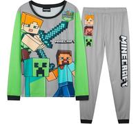 Get Trend Minecraft Boys Pyjamas Set, Long PJs for Kids & Teens, Creeper Loungewear Soft Nightwear, Gamer Gifts for Boys (7-8 Years, Grey Minecraft)