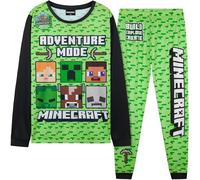 Get Trend Minecraft Boys Pyjamas Set, Long PJs for Kids & Teens, Creeper Loungewear Soft Nightwear, Gamer Gifts for Boys (11-12 Years, Green Minecraft)