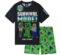 Get Trend Minecraft Boys Pyjamas Set Short Sleeve PJs Kids Teens Creeper Loungewear Soft Nightwear Comfy Gaming Gifts for Boys (9-10 Years, Green Minecraft 1 Pack)