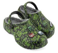 Get Trend Minecraft Clogs for Boys Winter Fleece Lining, Kids Teens Creeper Warm Garden Shoes Slip On Strap, Gamer Gifts (13/1 UK, Green Minecraft)