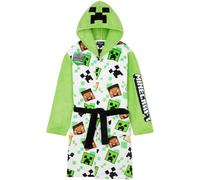 Get Trend Minecraft Dressing Gown Boys & Teens, Fleece Hooded Bathrobe, Creeper Loungewear Nightwear, Gamer Gifts for Boys (9-10 Years, White Minecraft)