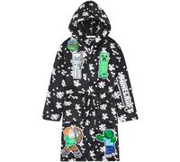 Get Trend Minecraft Dressing Gown Boys & Teens, Fleece Hooded Bathrobe, Creeper Loungewear Nightwear, Gamer Gifts for Boys (9-10 Years, Black Minecraft)