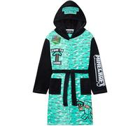 Get Trend Minecraft Dressing Gown Boys & Teens, Fleece Hooded Bathrobe, Creeper Loungewear Nightwear, Gamer Gifts for Boys (13-14 Years, Green Minecraft)