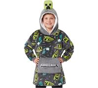Get Trend Minecraft Fleece Blanket Hoodie Poncho for Kids, One Size | Long Sleeved Pullover Sweatshirt, Oversized Poncho with Pocket, Girls Boys Hooded Loungewear for Travel & School, Gamer Gifts
