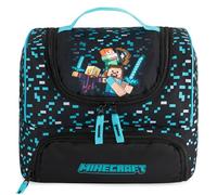 Get Trend Minecraft Kids Insulated Lunch Bag, Dual Compartment Lightweight Cooler Bag with Handle for Kids Lunch Box & Snacks, Travel School & Picnic Food Carrier, Gamer Gifts for Boys (Blue/Black)