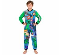 Get Trend Minecraft Onesies for Boys & Teens 7-14 Yrs, Long Sleeved Fleece Loungewear, Jumpsuit Pyjamas, Gamer Gifts for Boys (13-14 Years, Multi Minecraft)